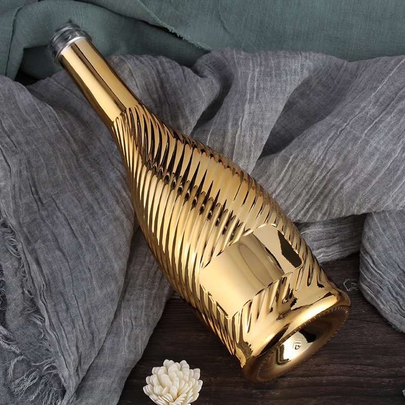 750ML CHAMPAGNE BOTTLE GOLDEN FROSTED GLASS BOTTLE LUXURY BOTTLE