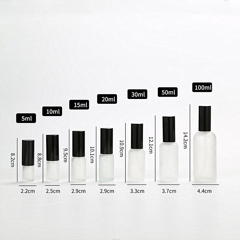 Round perfume bottle 5ml 10ml 15ml 20ml 30ml 50ml 100ml glass bottle with spray or lotion pump for perfume, serum, lotion