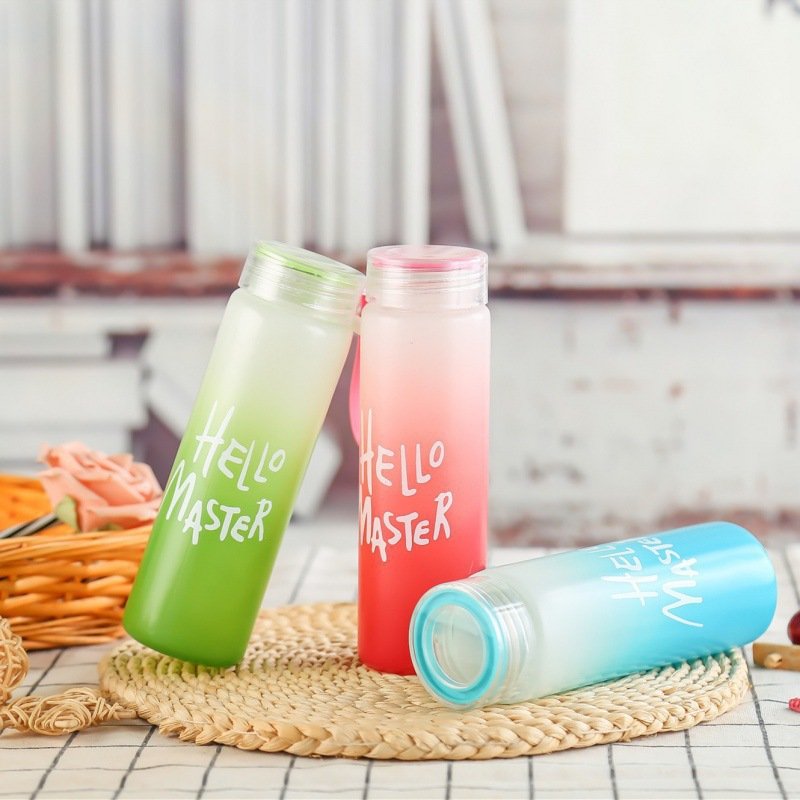 Creative, fashionable, transparent gradient rainbow cup, portable and handy cup, student couple frosted water cup