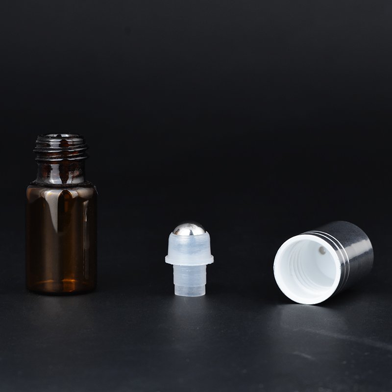 3ml small amber roll on glass bottles with aluminum caps for essential oil perfume fragrance sampler collection