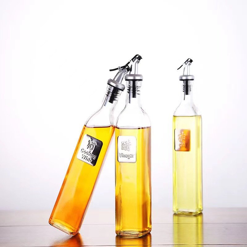 Custom Glass Bottles Olive Oil Bottle Oil and Vinegar Dispenser Clear Oil Bottles Container for Kitchen party