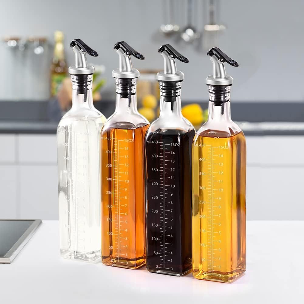 Custom Glass Bottles Olive Oil Bottle Oil and Vinegar Dispenser Clear Oil Bottles Container for Kitchen party