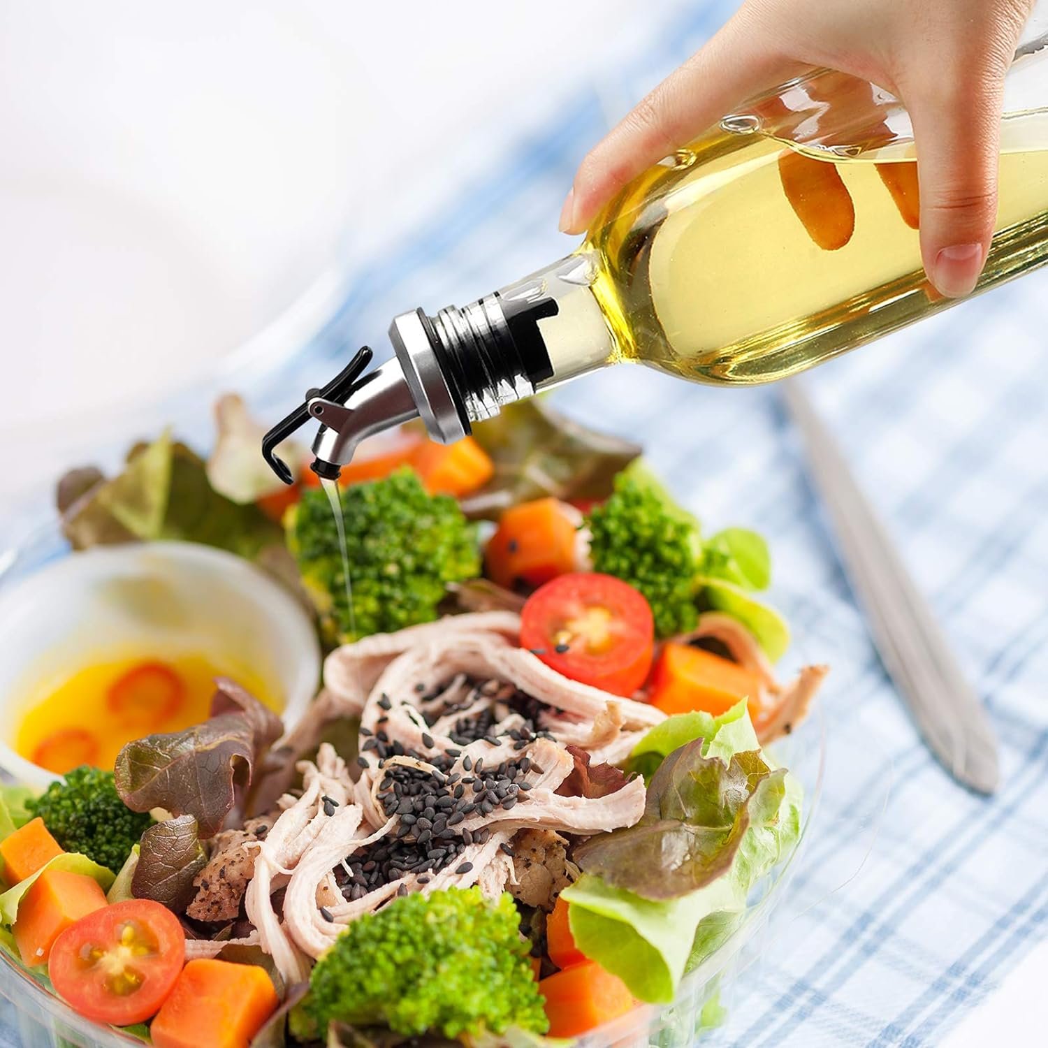 Custom Glass Bottles Olive Oil Bottle Oil and Vinegar Dispenser Clear Oil Bottles Container for Kitchen party