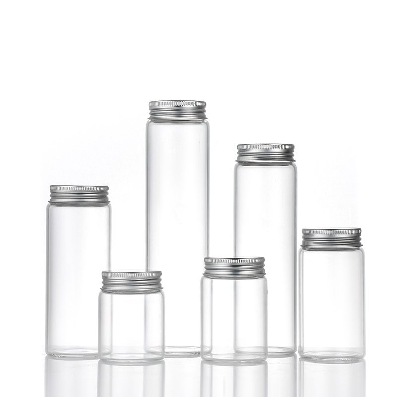 50ml 80ml 120ml 150ml 200ml 240ml silver aluminum cap transparent medical glass bottle