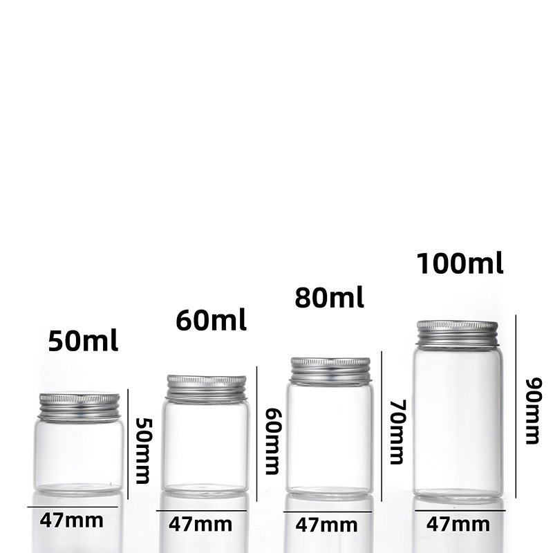50ml 80ml 120ml 150ml 200ml 240ml silver aluminum cap transparent medical glass bottle