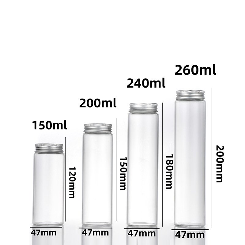 50ml 80ml 120ml 150ml 200ml 240ml silver aluminum cap transparent medical glass bottle