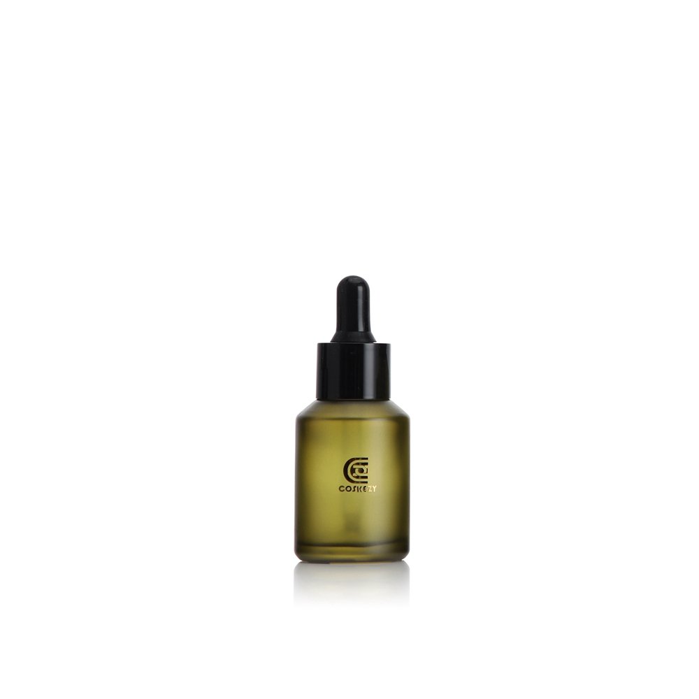 custom 30ml frosted olive green glass dropper bottle for serum