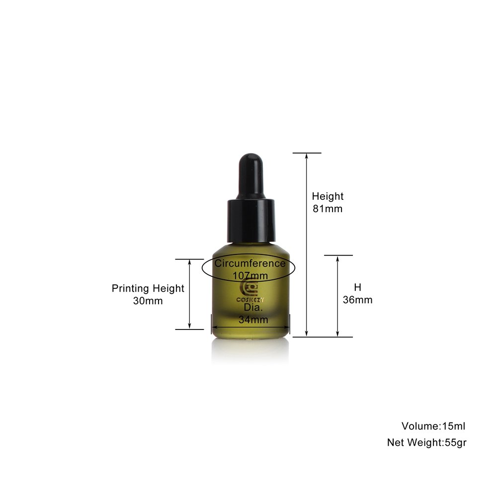 custom 30ml frosted olive green glass dropper bottle for serum