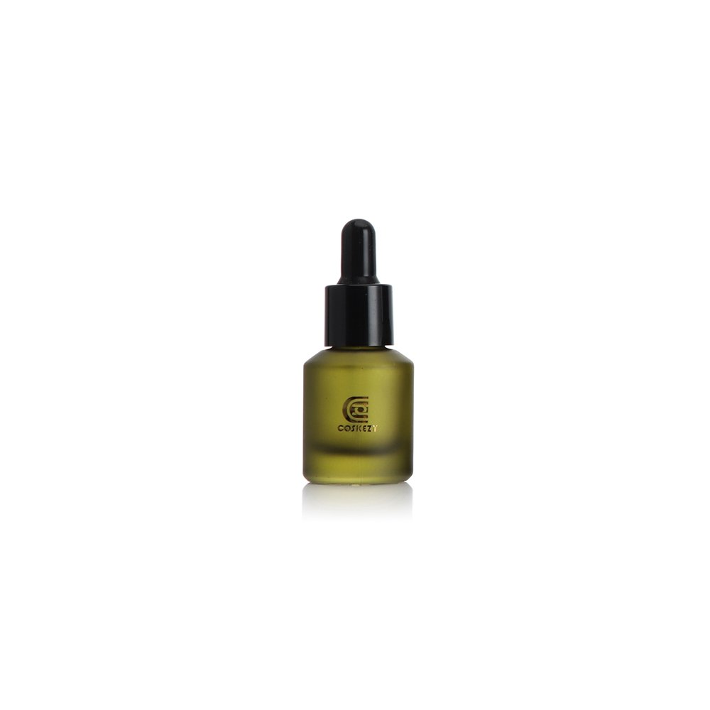 custom 30ml frosted olive green glass dropper bottle for serum
