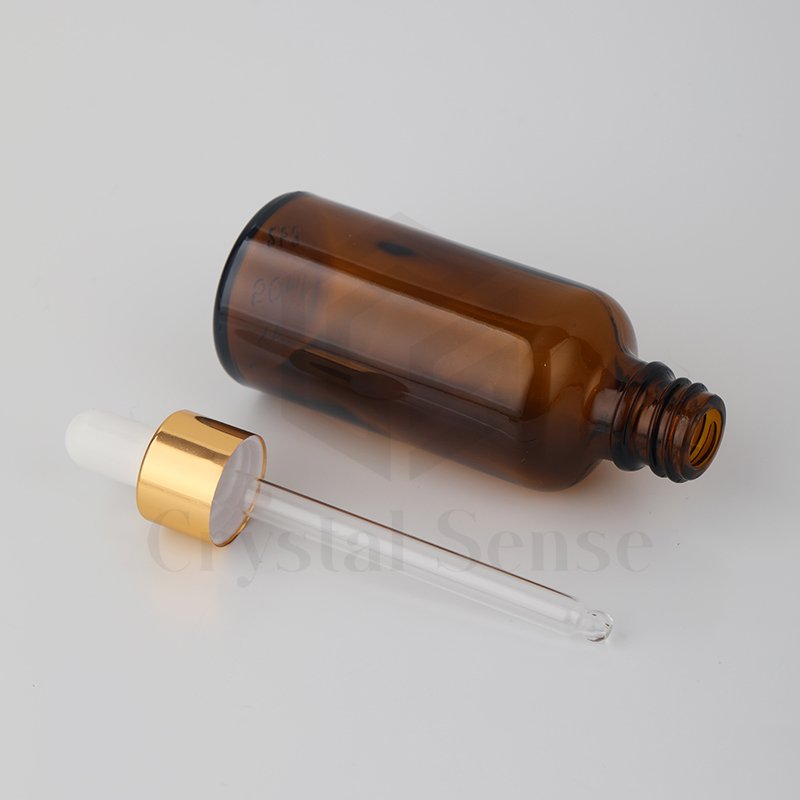 Hair Oil Glass Bottle Brown Glass Essential Oil Bottle Amber Empty Glass Bottles with Aluminium Gold Dropper
