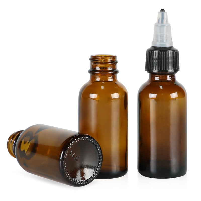 Different Kinds of Amber Frosted Amber Brown Clear Boston Round Glass Bottles with dropper
