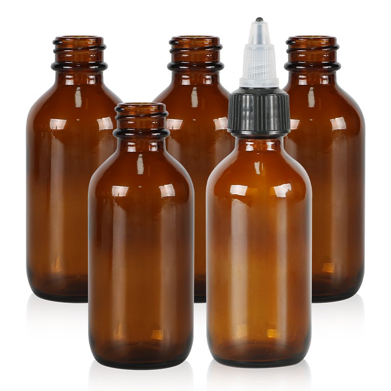 Different Kinds of Amber Frosted Amber Brown Clear Boston Round Glass Bottles with dropper