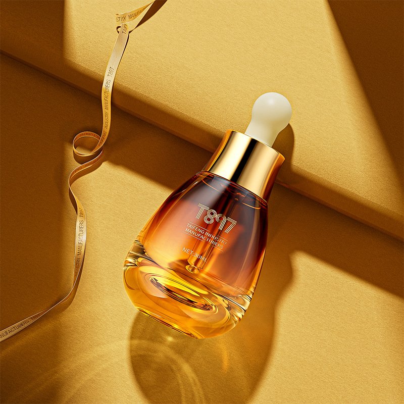luxury unique 1oz thickened bottom press dropper essential oil portable cosmetic package empty glass bottle with gold silver cap