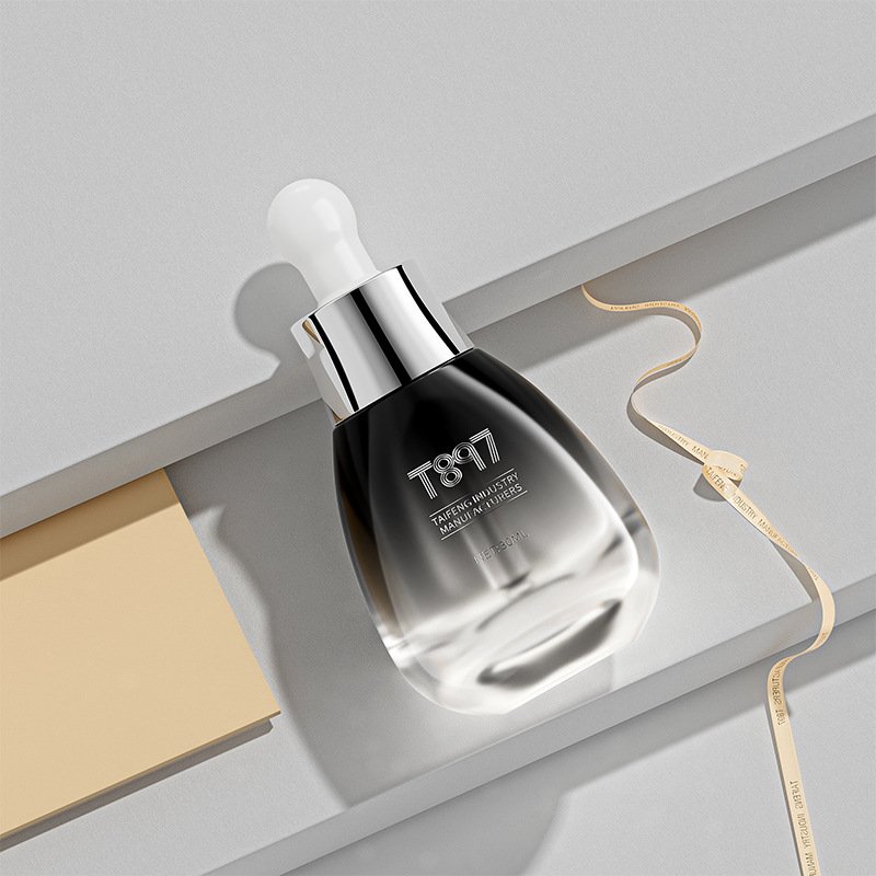 luxury unique 1oz thickened bottom press dropper essential oil portable cosmetic package empty glass bottle with gold silver cap
