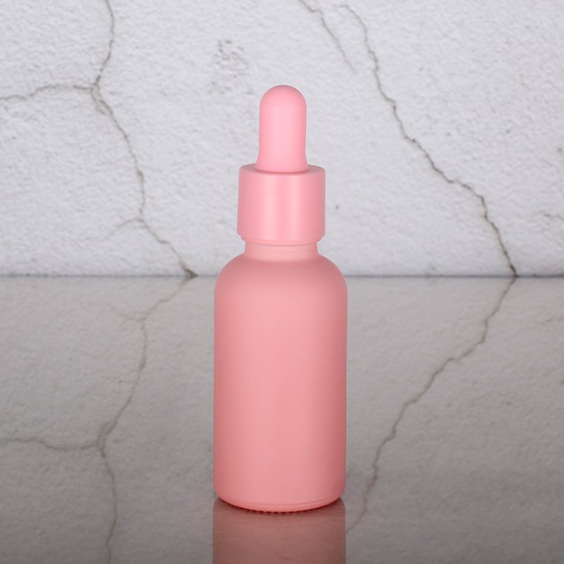 Pink Coated Glass Dropper Bottles 10ml 20ml 30ml UV Safe Perfumes Bottle 1 Oz Pink Essential Oil Bottle with Glass Dropper