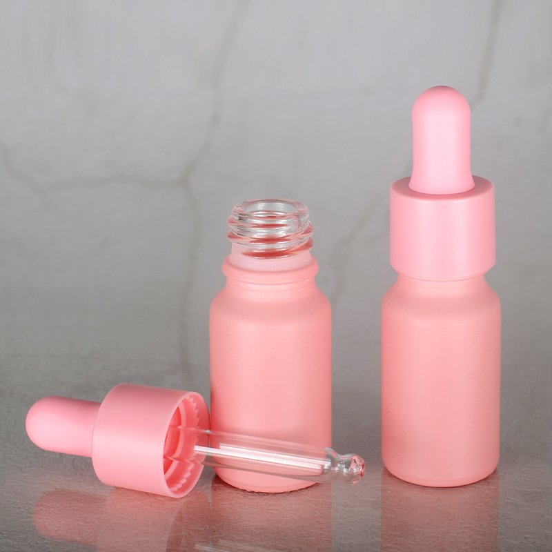 Pink Coated Glass Dropper Bottles 10ml 20ml 30ml UV Safe Perfumes Bottle 1 Oz Pink Essential Oil Bottle with Glass Dropper