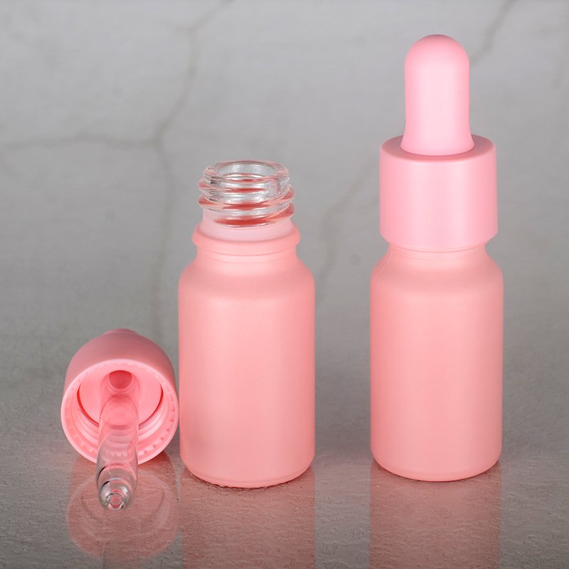 Pink Coated Glass Dropper Bottles 10ml 20ml 30ml UV Safe Perfumes Bottle 1 Oz Pink Essential Oil Bottle with Glass Dropper