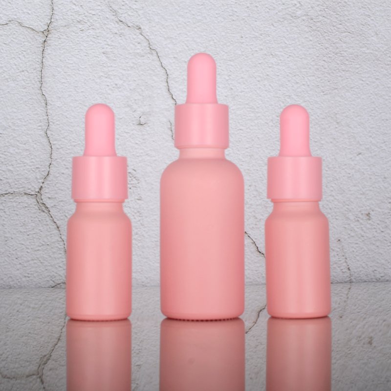 Pink Coated Glass Dropper Bottles 10ml 20ml 30ml UV Safe Perfumes Bottle 1 Oz Pink Essential Oil Bottle with Glass Dropper