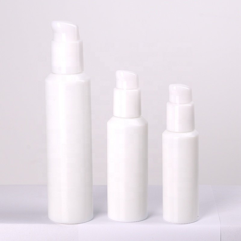 sloping shoulder white glass bottle 30 ml 50 ml opal glass bottle 100 ml 120 ml cosmetic bottle and 50 ml glass jar with lid