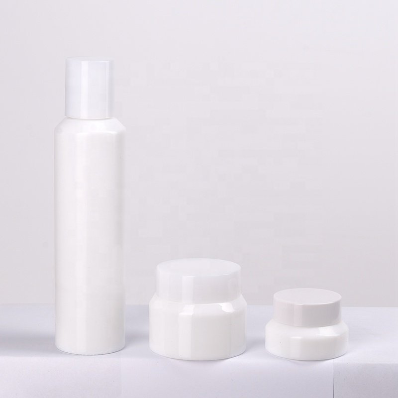 sloping shoulder white glass bottle 30 ml 50 ml opal glass bottle 100 ml 120 ml cosmetic bottle and 50 ml glass jar with lid