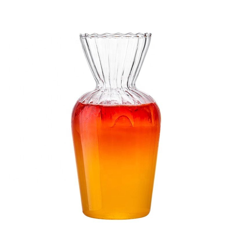 Creative Stripe Decanter Glass Narrow Mouth Wine Dispenser Ribbed Clear Cocktail Glass Bottles