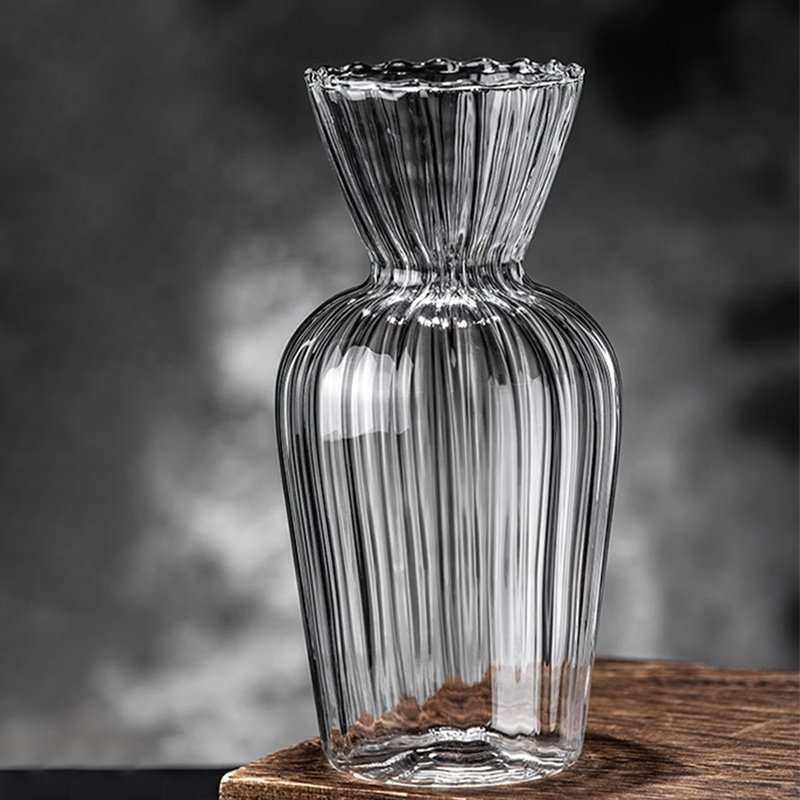 Creative Stripe Decanter Glass Narrow Mouth Wine Dispenser Ribbed Clear Cocktail Glass Bottles