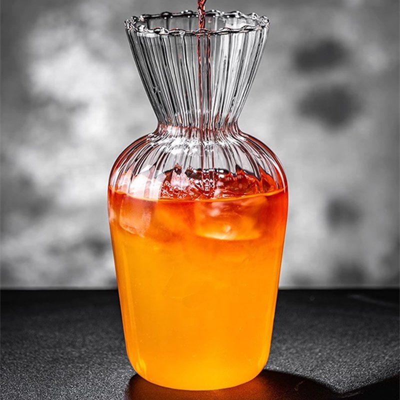 Creative Stripe Decanter Glass Narrow Mouth Wine Dispenser Ribbed Clear Cocktail Glass Bottles