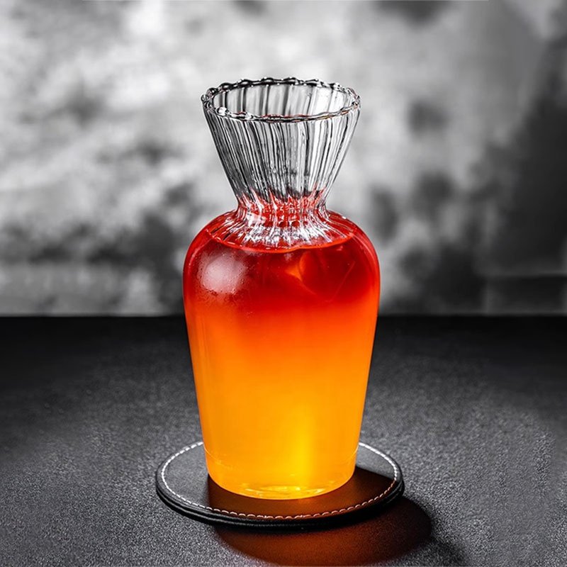 Creative Stripe Decanter Glass Narrow Mouth Wine Dispenser Ribbed Clear Cocktail Glass Bottles