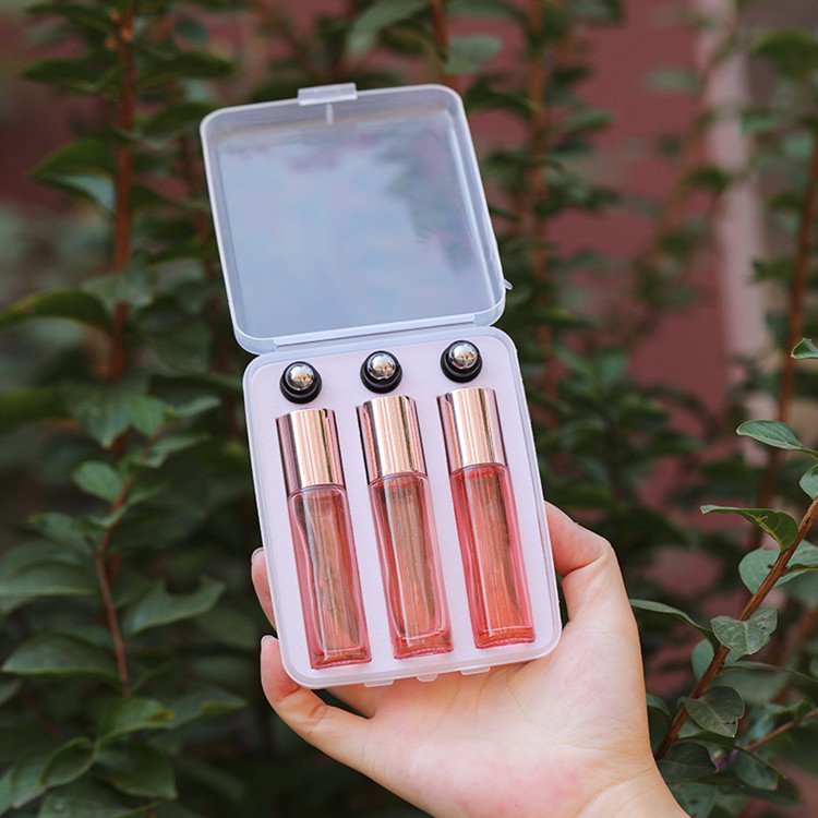 5ml 10ml Colored Glass Roller Bottle Set Cosmetic Essential Oil Roll On Glass Bottle With Box