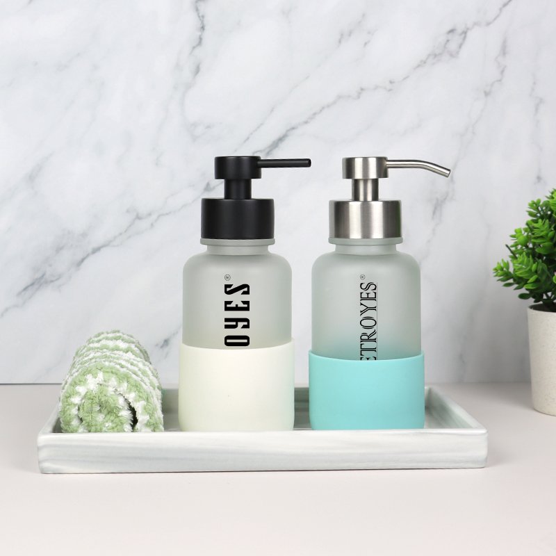 350ml Frosted Round Wide Mouth Lotion Hand Soap Foam Soap Dispenser Glass Bottle With Foaming Pump