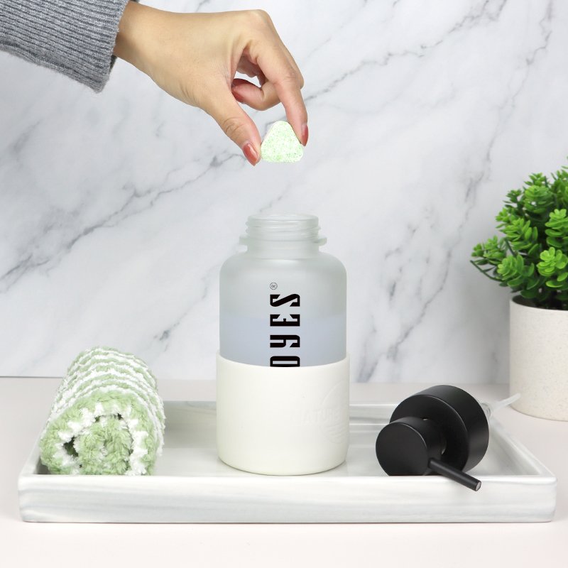 350ml Frosted Round Wide Mouth Lotion Hand Soap Foam Soap Dispenser Glass Bottle With Foaming Pump