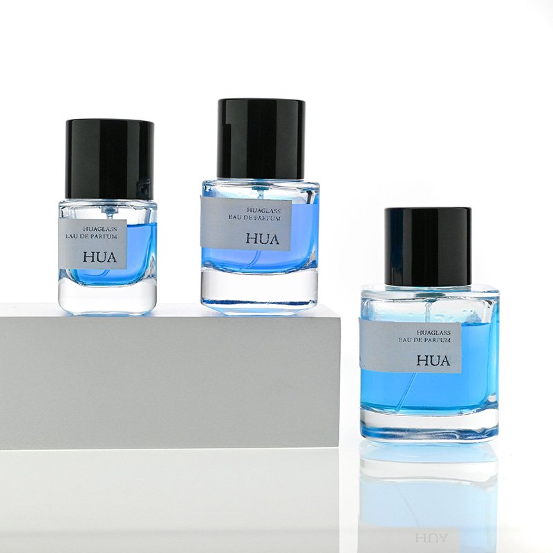 Wholesale Custom Rectangular Parfum 30ml 50ml 100ml Glass Bottle Perfume Bottle with round black cap