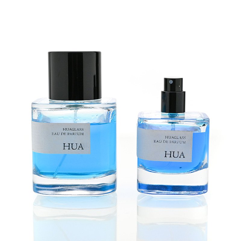 Wholesale Custom Rectangular Parfum 30ml 50ml 100ml Glass Bottle Perfume Bottle with round black cap