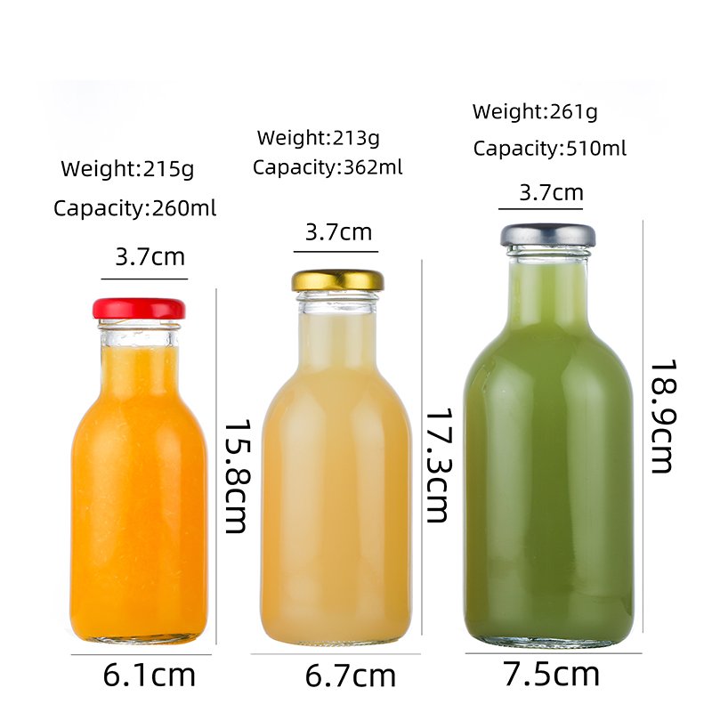 9OZ 12OZ 16OZ Empty Glass Juicy Bottles Beverages Glass Glass Bottles for Beverage with Metal Lid
