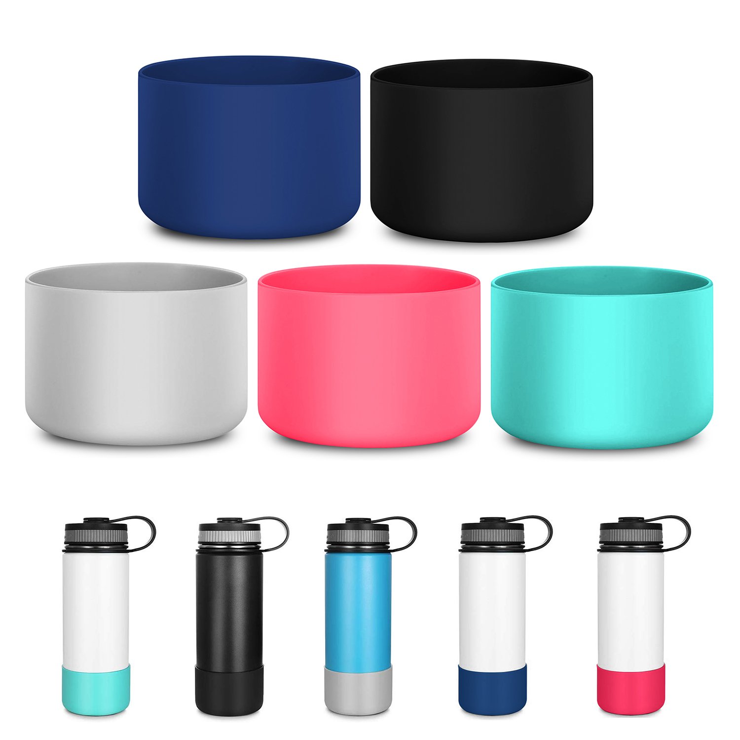 12-40oz Hiking Outdoor Sports Accessories Anti-Slip Bottom Sleeve Cover Pet Feeding Bowl Silicone Protective Boot Sleeve