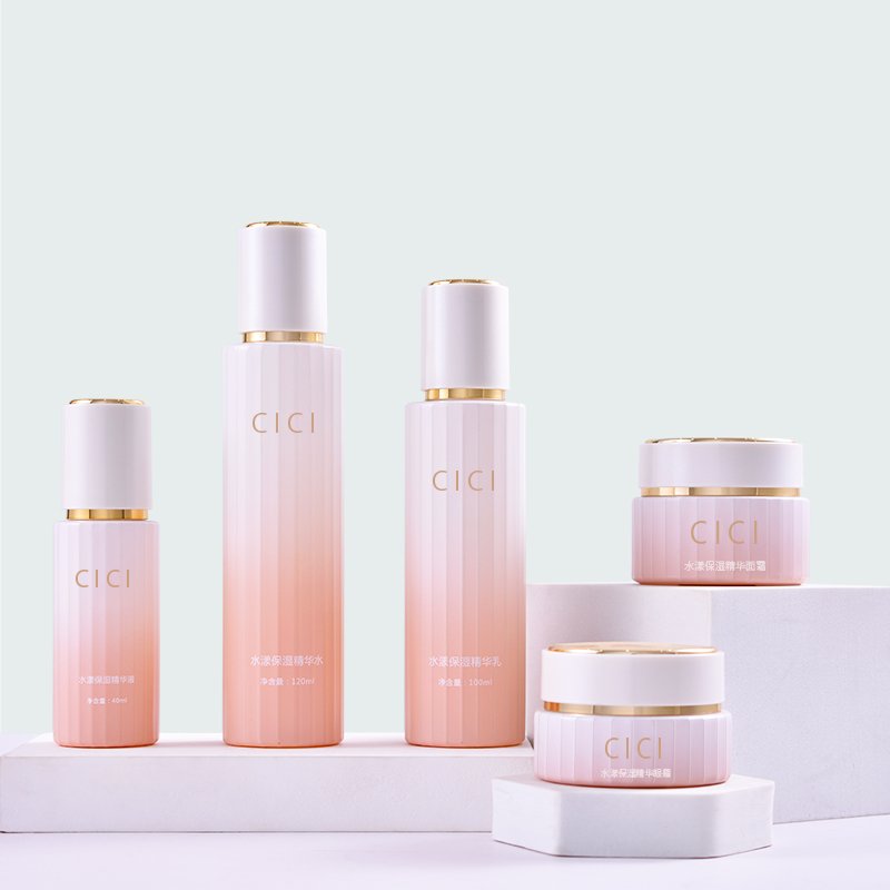 30g 50g 40ml 100ml 120ml cosmetic glass bottle set skin care packaging purple cosmetic face cream jar lotion pump spray bottle