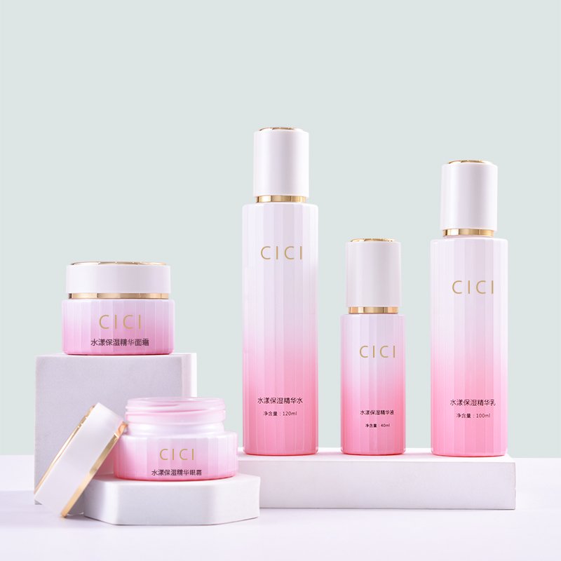 30g 50g 40ml 100ml 120ml cosmetic glass bottle set skin care packaging purple cosmetic face cream jar lotion pump spray bottle