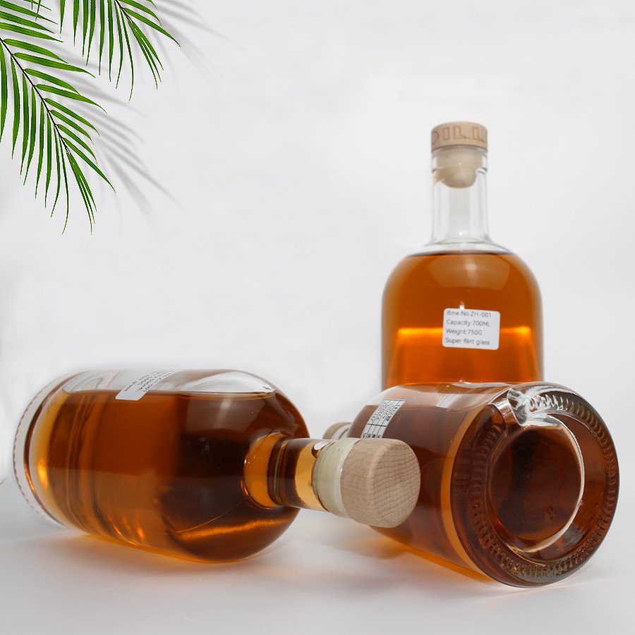 China factory sales super flint white glass gin vodka bottles spirit liquor glass bottle with T-cork sealing