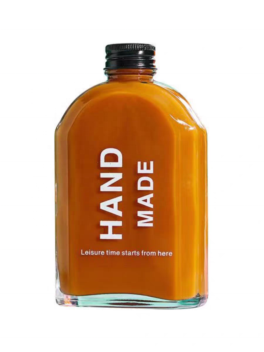 Customized 50ml 100ml 200ml 250ml 350ml 500ml Flat Flask Beverage Cold Brew Coffee Glass Bottle For Tea Milk With Cap