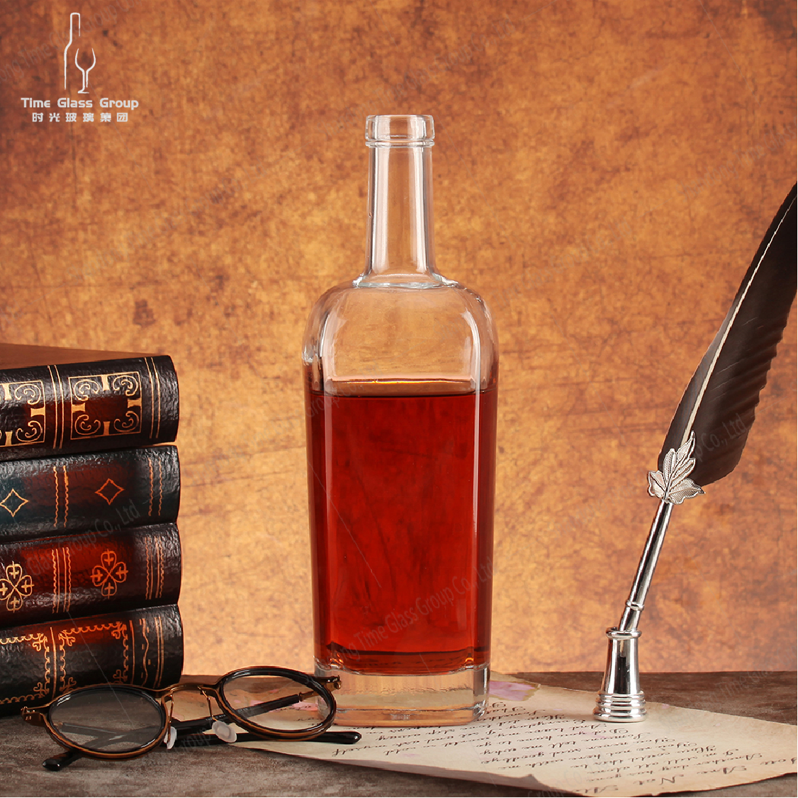 100ml 500ml 750ml Super Flint Cork Top with Flat Shoulder Glass Bottles for Whiskey Gin Vodka Rum Liquor