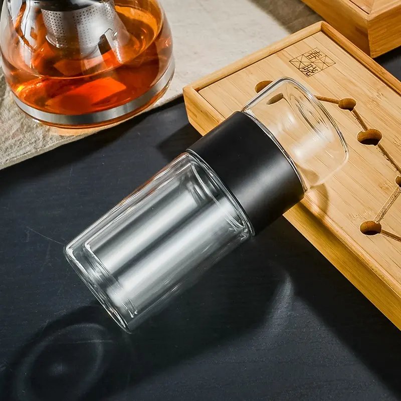New Reasonable Price Double Wall Drinking Tumbler Cups Glass Tea Water Bottle With Tea Infuser