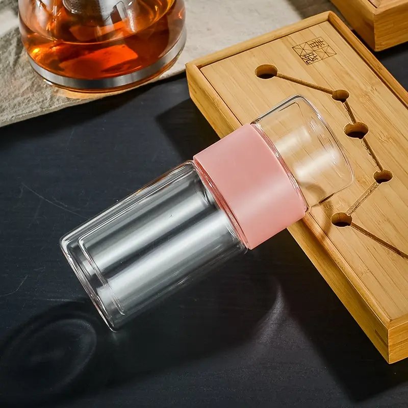 New Reasonable Price Double Wall Drinking Tumbler Cups Glass Tea Water Bottle With Tea Infuser