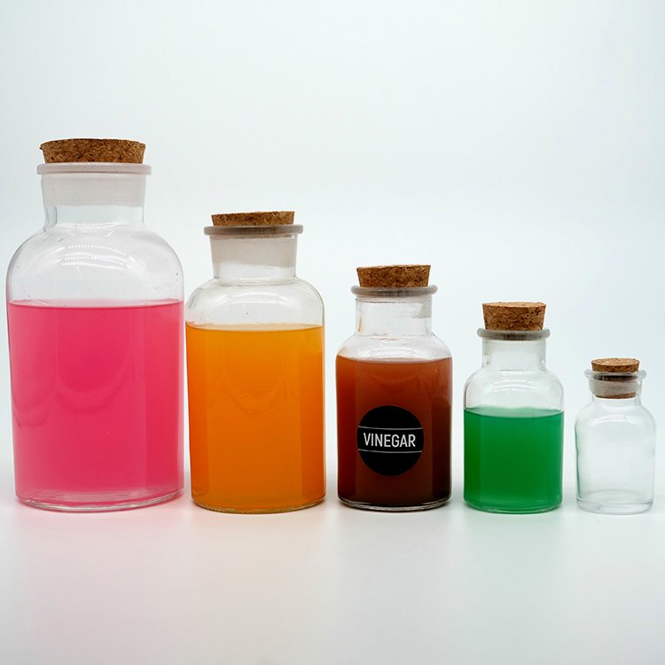 Various Sizes Wide Mouth Round Reagent Bottle with Cork or Glass Lids for Sundries Pray Blessing Candle