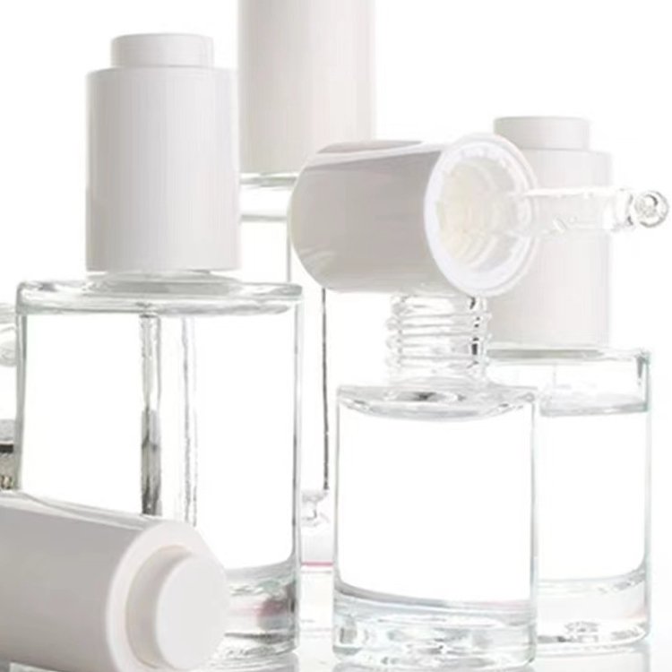 Push Button Clear Essential Oil Glass Bottle Empty Essential Oil Glass Bottle Square Glass Bottle Dropper