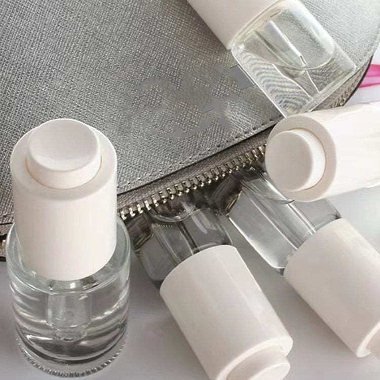Push Button Clear Essential Oil Glass Bottle Empty Essential Oil Glass Bottle Square Glass Bottle Dropper