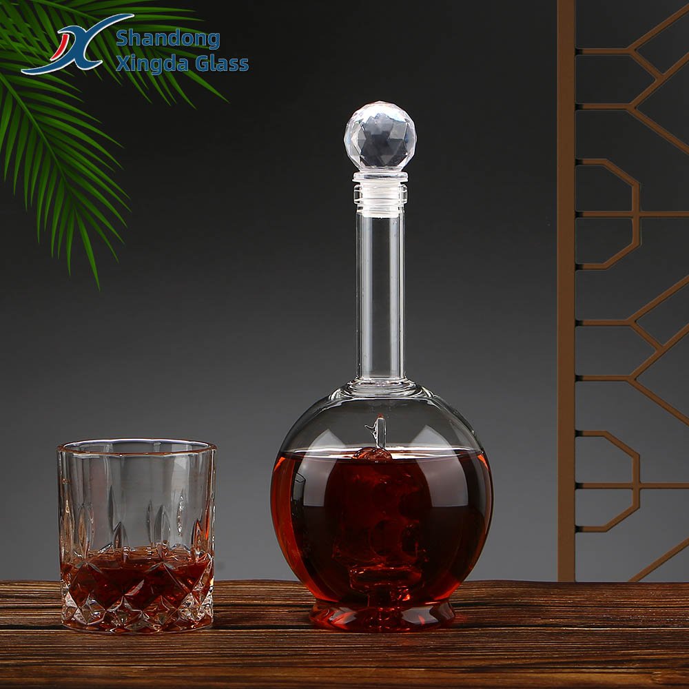 Factory Custom Logo 700Ml Whisky Glass Bottle 750Ml Gin Glass Bottle Lining Sail Boat Shape Vodka Liquor Decanter With Cork