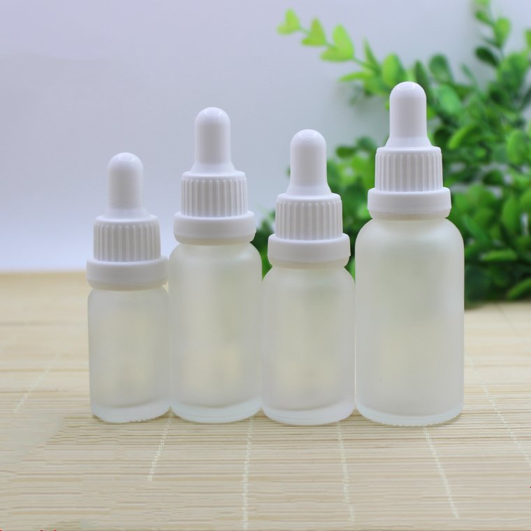 5ml 10ml 15ml 20ml 30ml 50ml 100ml empty clear frosted cosmetic Essential oil bottle white cover Dropper glass bottle