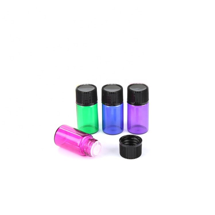 New Product Cosmetic Packaging 1ml 2ml 3ml 5ml Small Clear Amber Glass Vial Sample Serum Essential Oil Bottle With Inner Cap