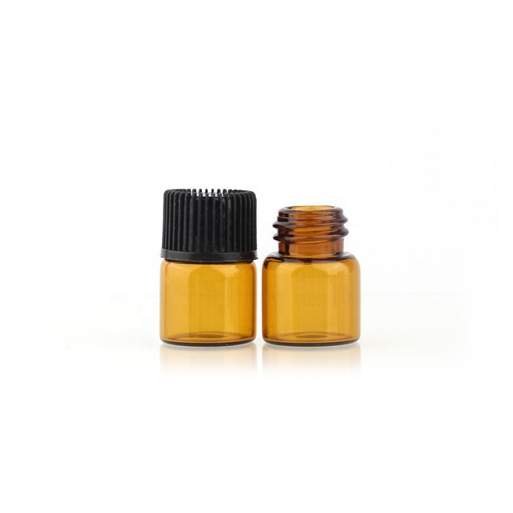 New Product Cosmetic Packaging 1ml 2ml 3ml 5ml Small Clear Amber Glass Vial Sample Serum Essential Oil Bottle With Inner Cap