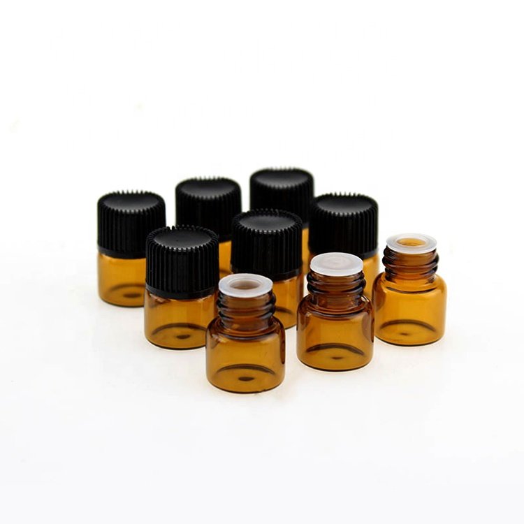 New Product Cosmetic Packaging 1ml 2ml 3ml 5ml Small Clear Amber Glass Vial Sample Serum Essential Oil Bottle With Inner Cap